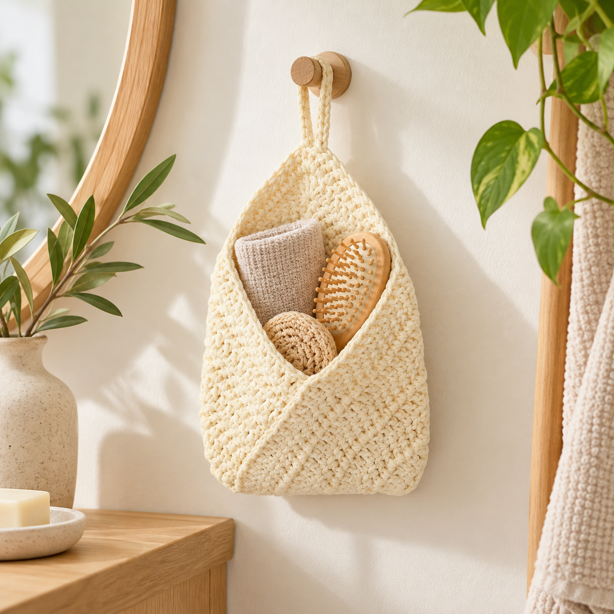 Small Cotton Woven Hanging Storage Basket