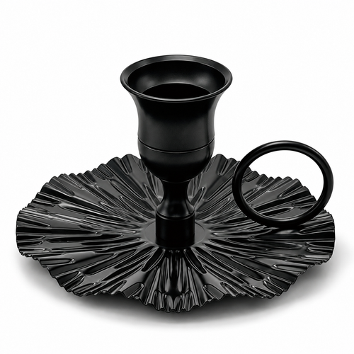 Single Candle Holder with Decorative Tray